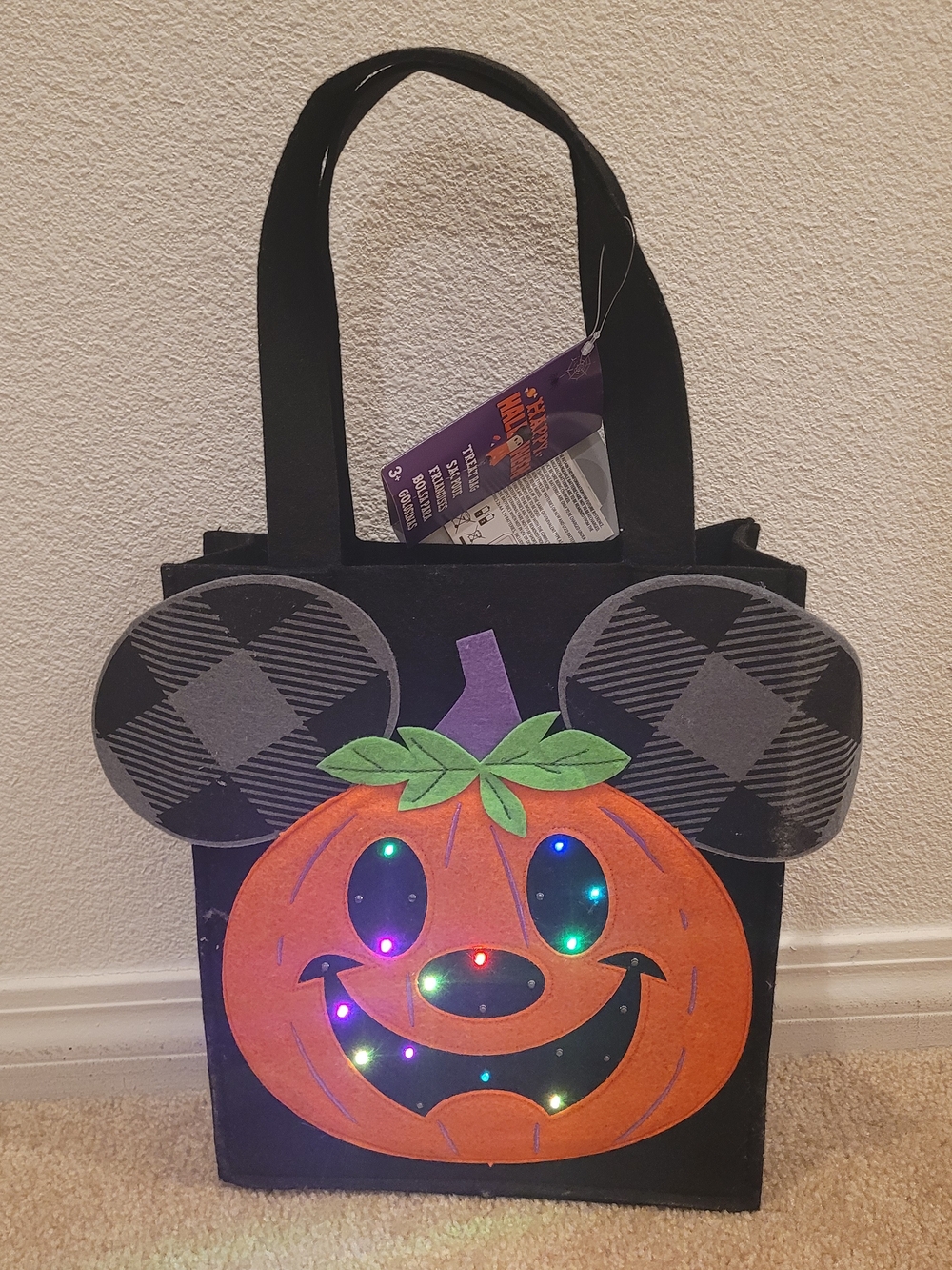 Mickey Mouse JackoLantern LightUp Halloween Candy Bag